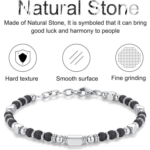 Lava Stone Boho Beaded Bracelets for Women Trendy Jewelry Gifts for Lover, Mom - Picture 5 of 7